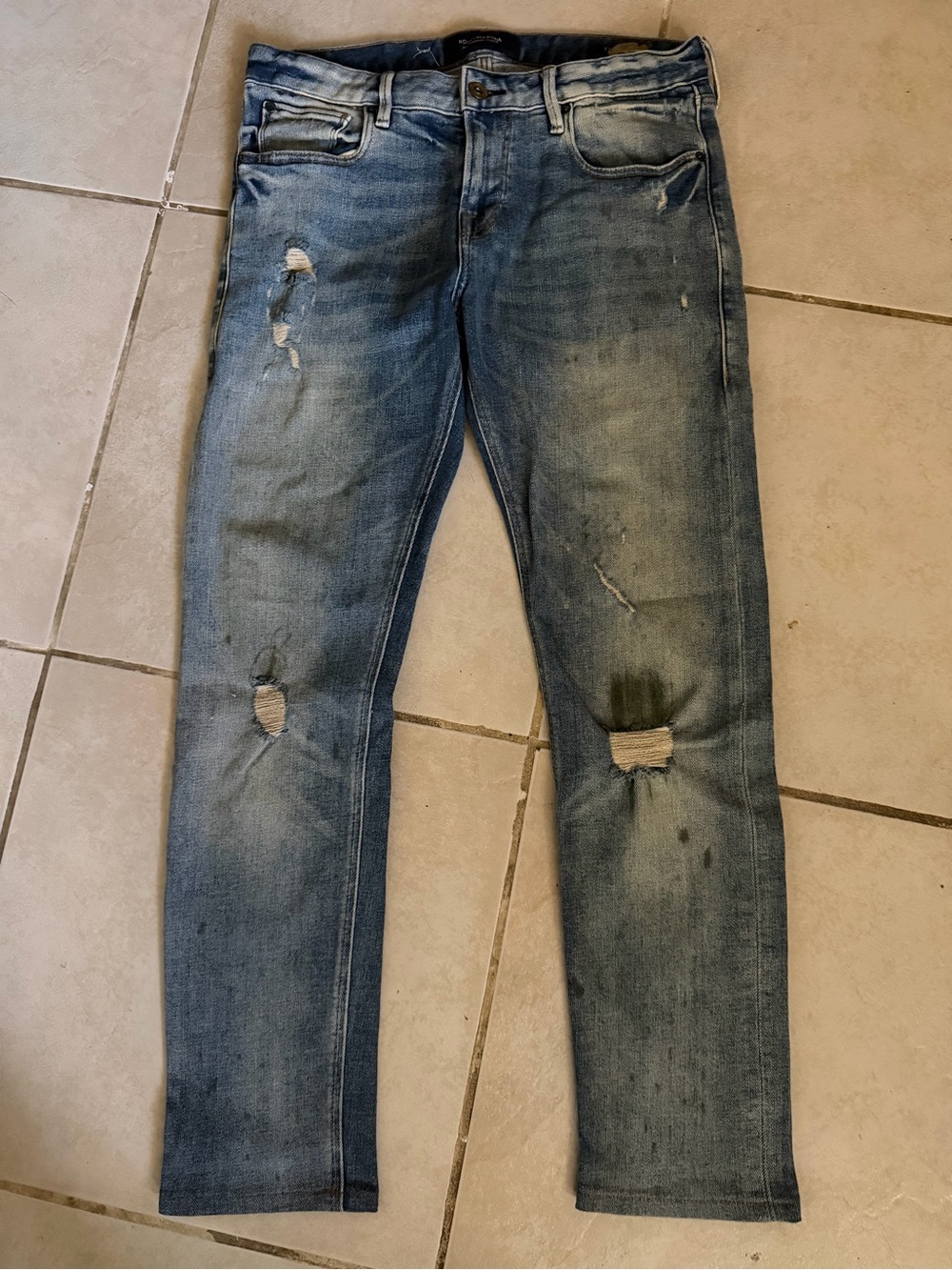 Scotch & Soda Amsterdam Blauw W31 L32 Distressed Jeans Rare Vintage Wash